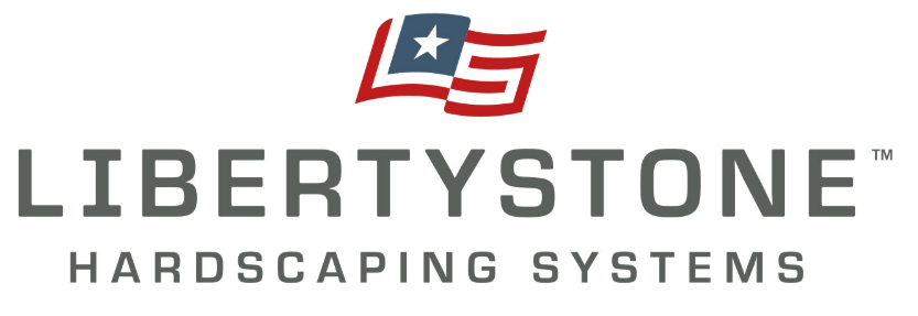 LibertyStone Hardscaping Systems logo with a stylized flag and star design