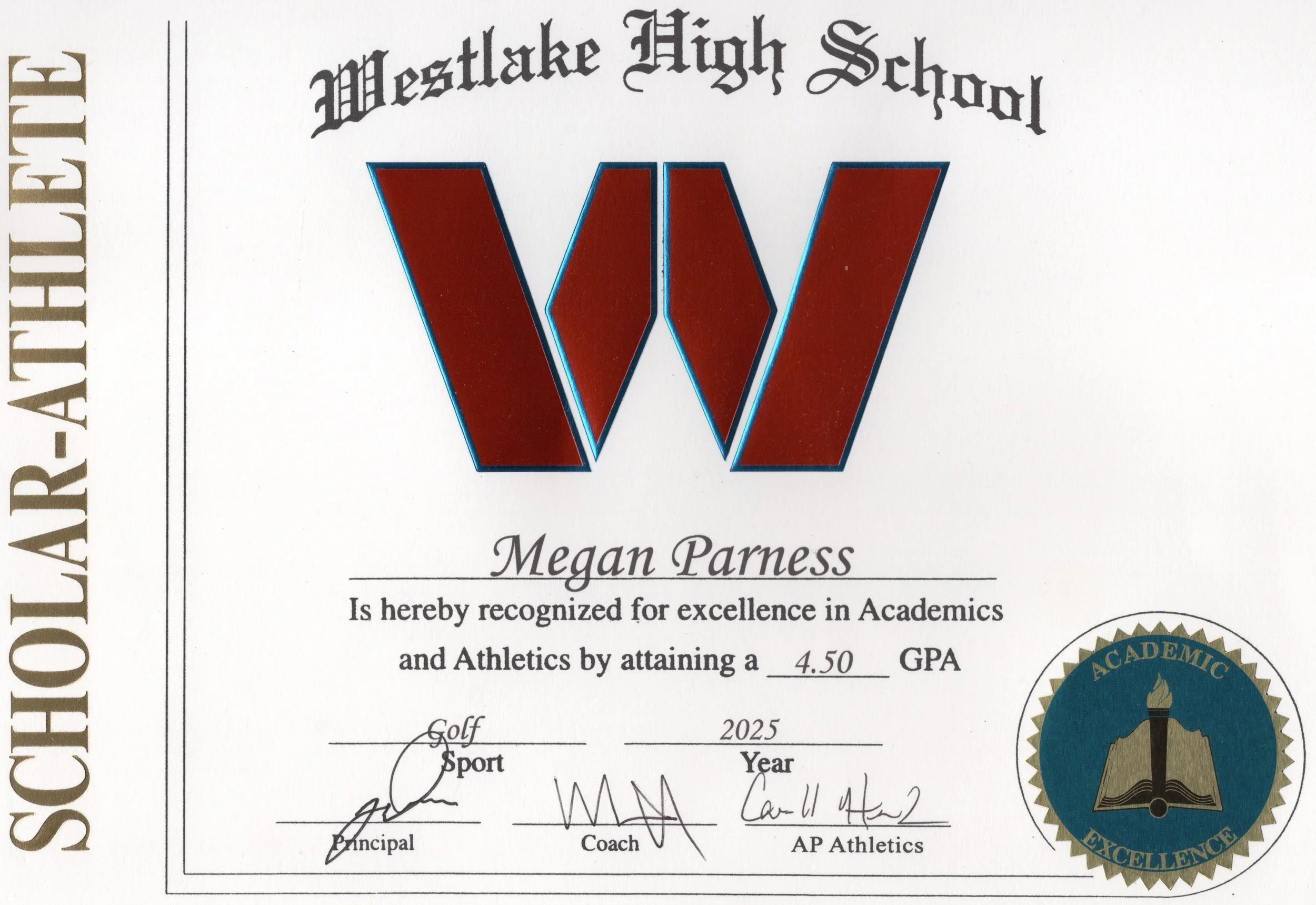 Megan Parness Scholar-Athlete Award 2025