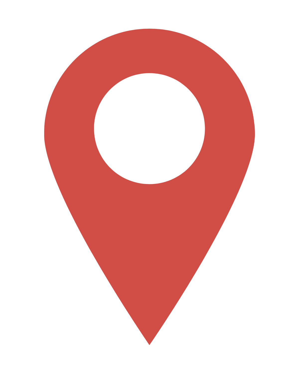 Red location pin icon with black circle in the center.