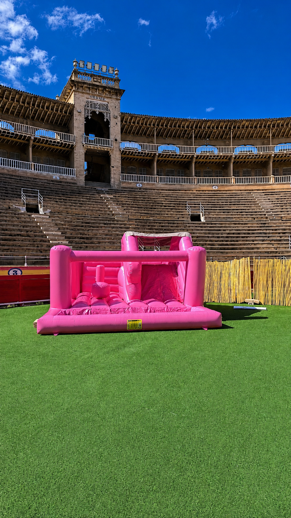 Norivan pink bouncy castle rental for a private event at Colosseum in Palma, Mallorca
