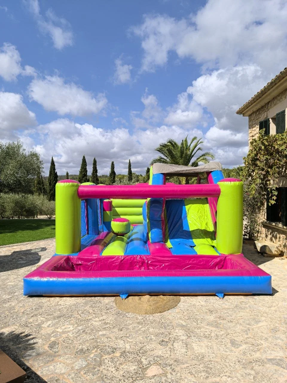 ulticoloured bouncy castle hire for private events in Mallorca