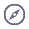 Purple compass icon representing guidance, navigation, or direction.