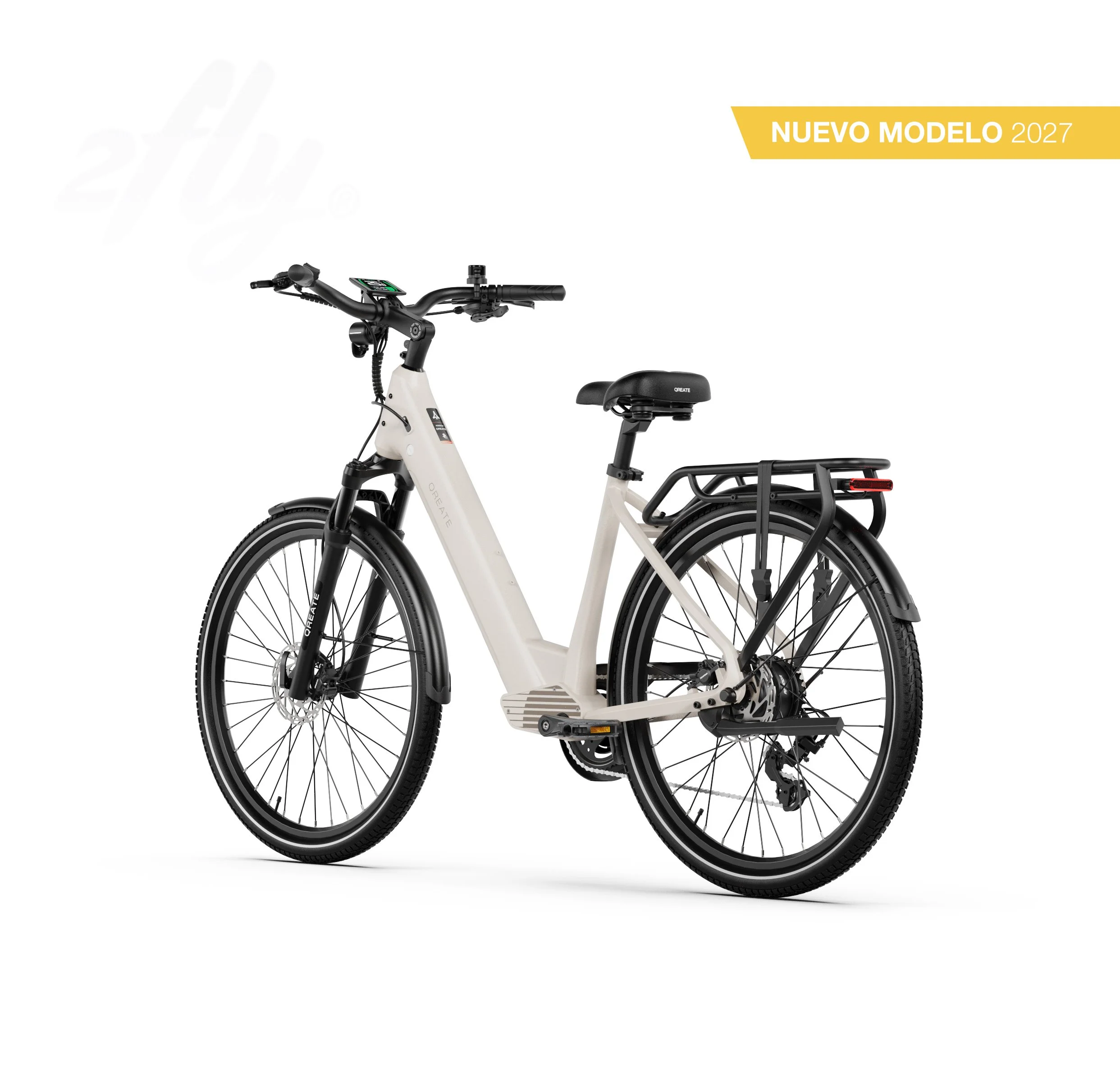 Bicicleta eléctrica de paseo con cuadro bajo y batería extraíble (color gris claro)