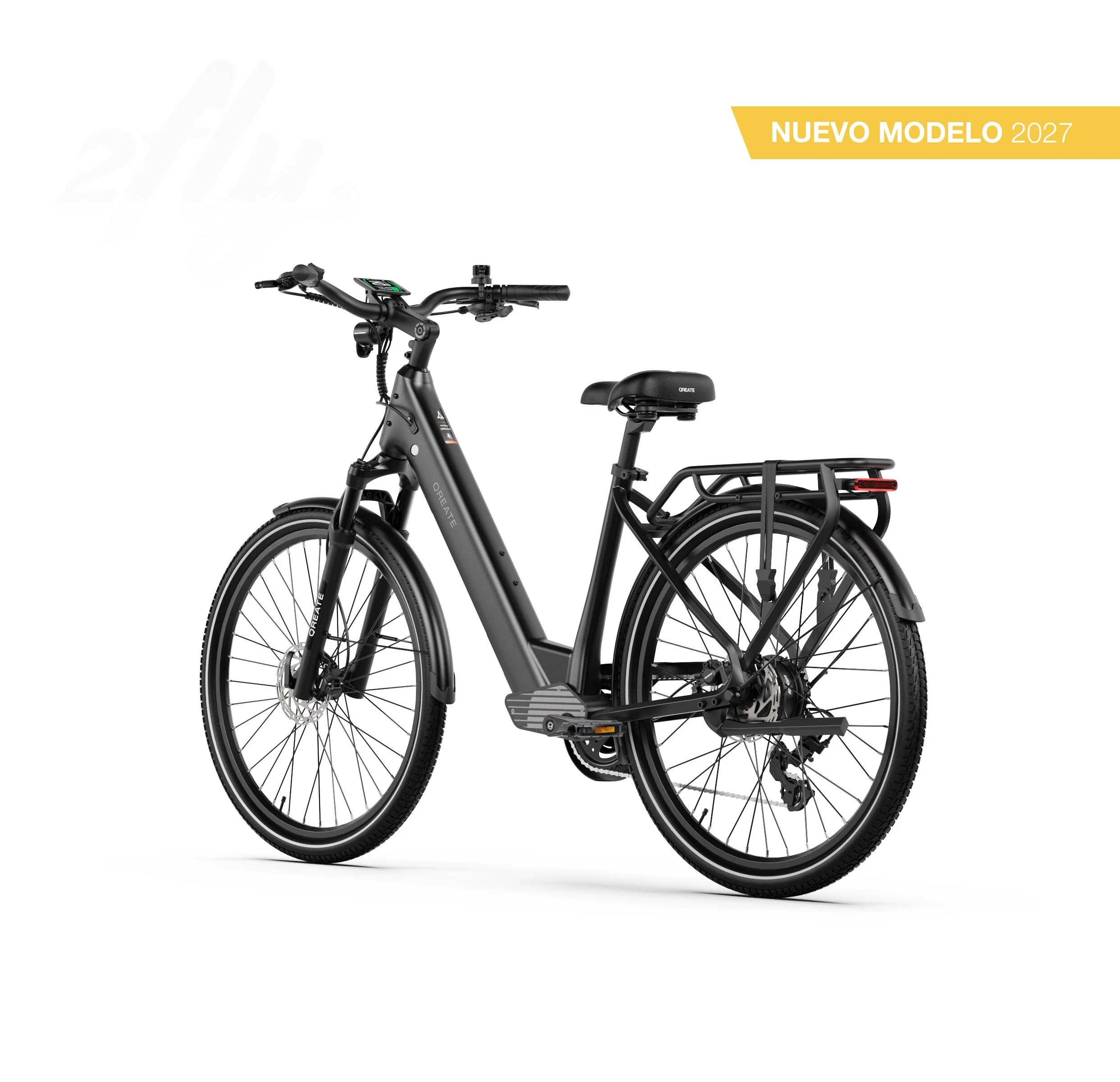Bicicleta eléctrica de paseo con cuadro bajo y batería extraíble (color negro)