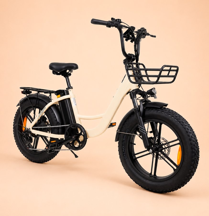 Bicicleta eléctrica urbana compacta fat tire (blanco)