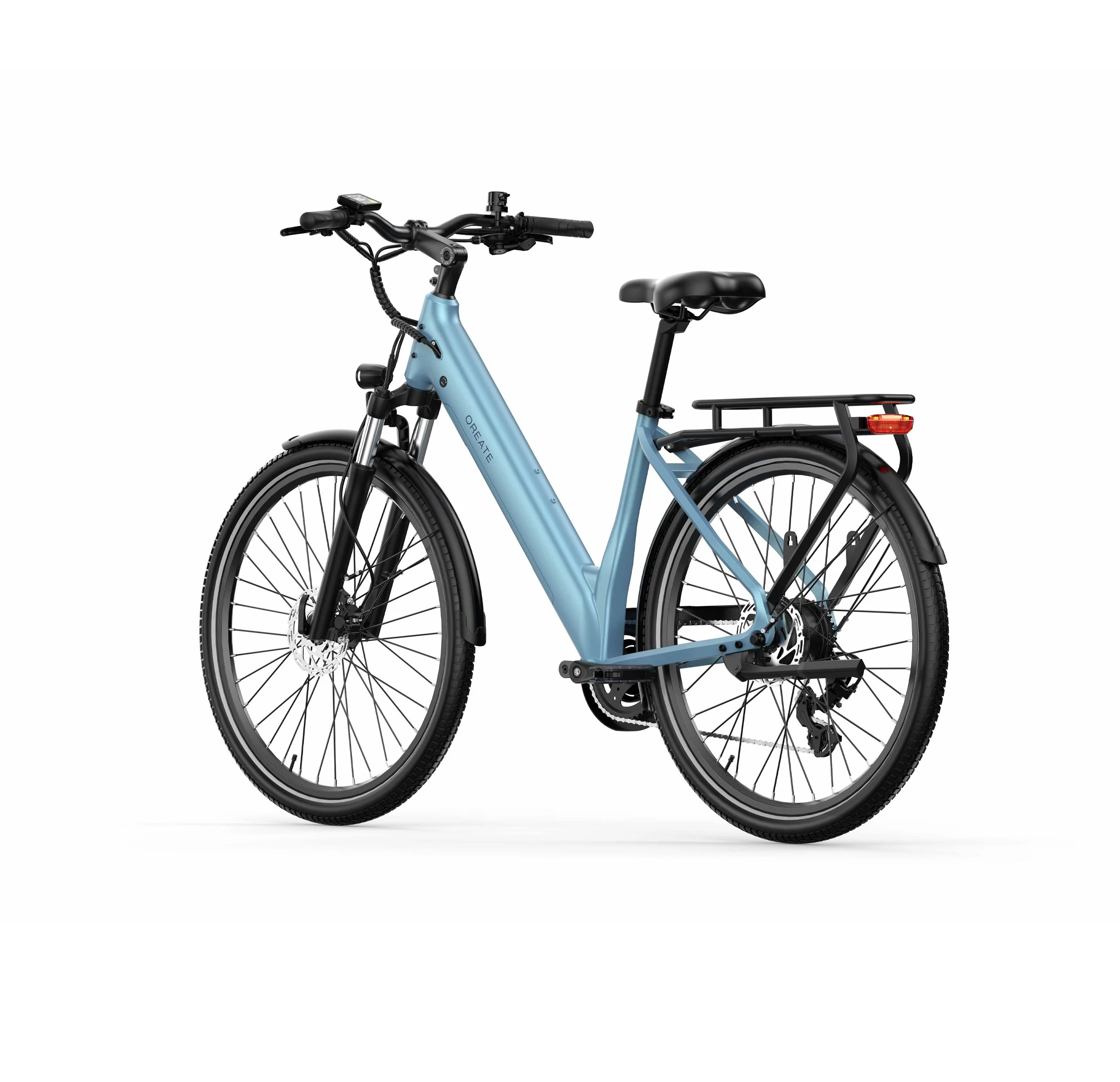 Bicicleta eléctrica urbana diseño premium Low Step/V-Frame fácil acceso (azul claro)