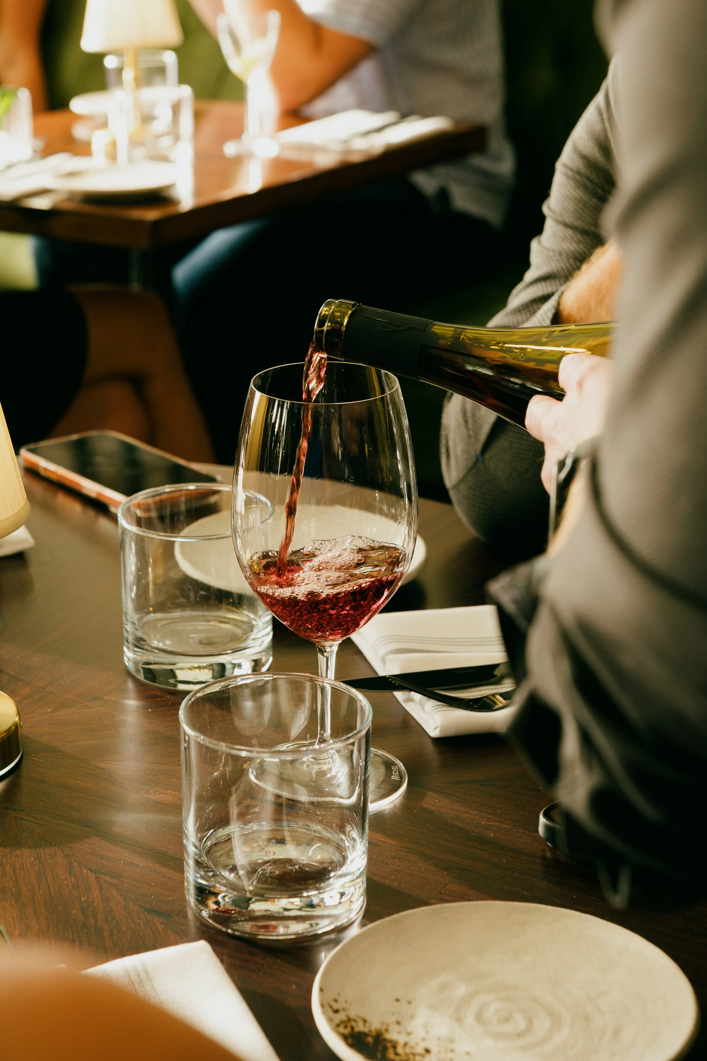 Tableside wine pouring