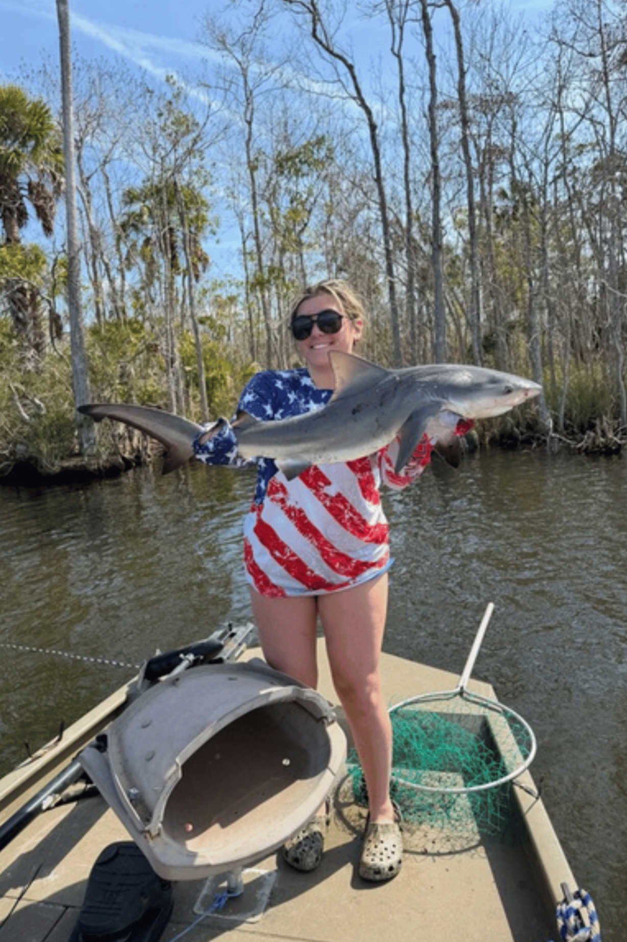 Casey fishing shark fishing boat patriotic personal life hobby hobbies family