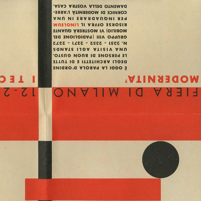 Pagano, Giuseppe [Designer]: “All’Insegna della casa moderna.” Milano, Società Italiana del Linoleum, 1931.