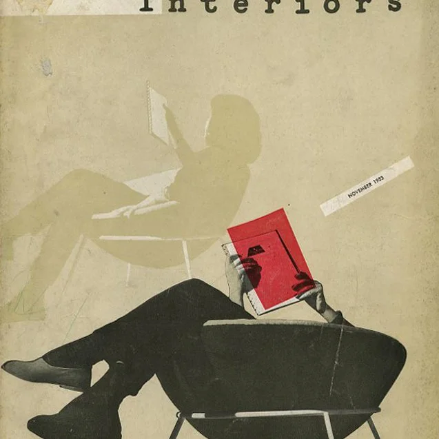 INTERIORS + INDUSTRIAL DESIGN November 1953. New York City: Whitney Publications, Lina Bo Bardi Cuddle Bowl cover design.