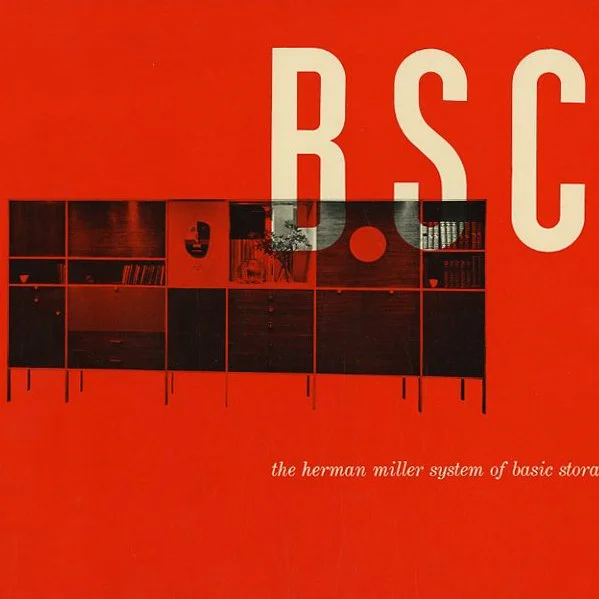 HERMAN MILLER. George Nelson, Irving Harper [Designer]: BSC: THE HERMAN MILLER SYSTEM OF BASIC STORAGE COMPONENTS. Zeeland, MI: The Herman Miller Furniture Company, 1949.