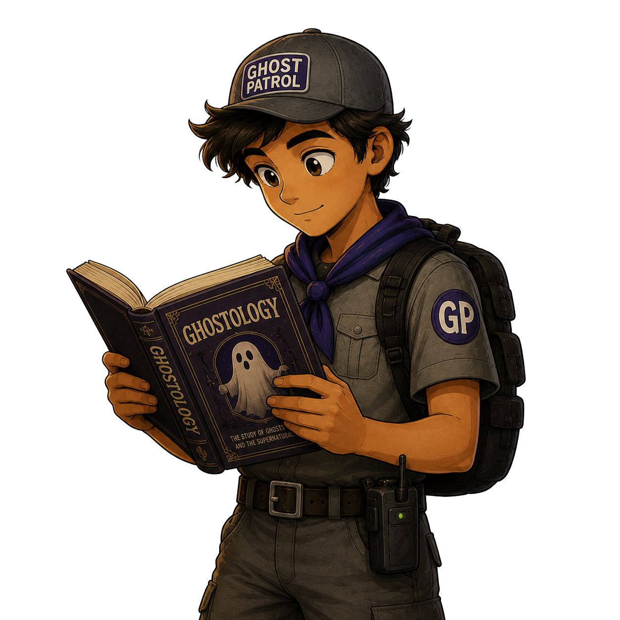 Ghost Patrol reading Ghostology book