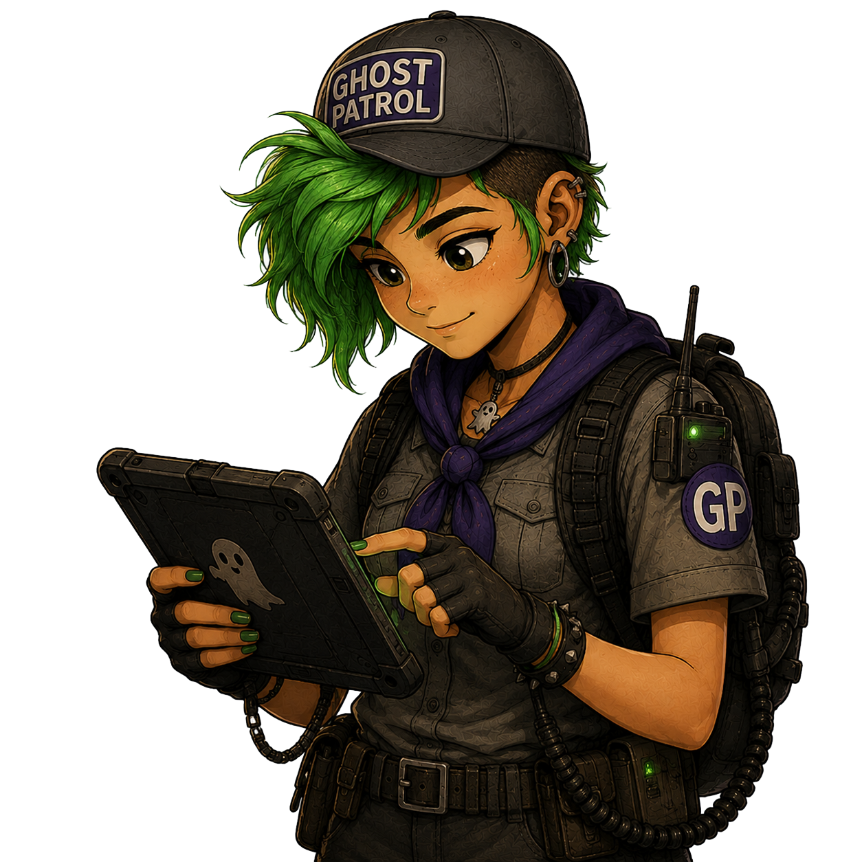 Ghost Patrol girl with tablet