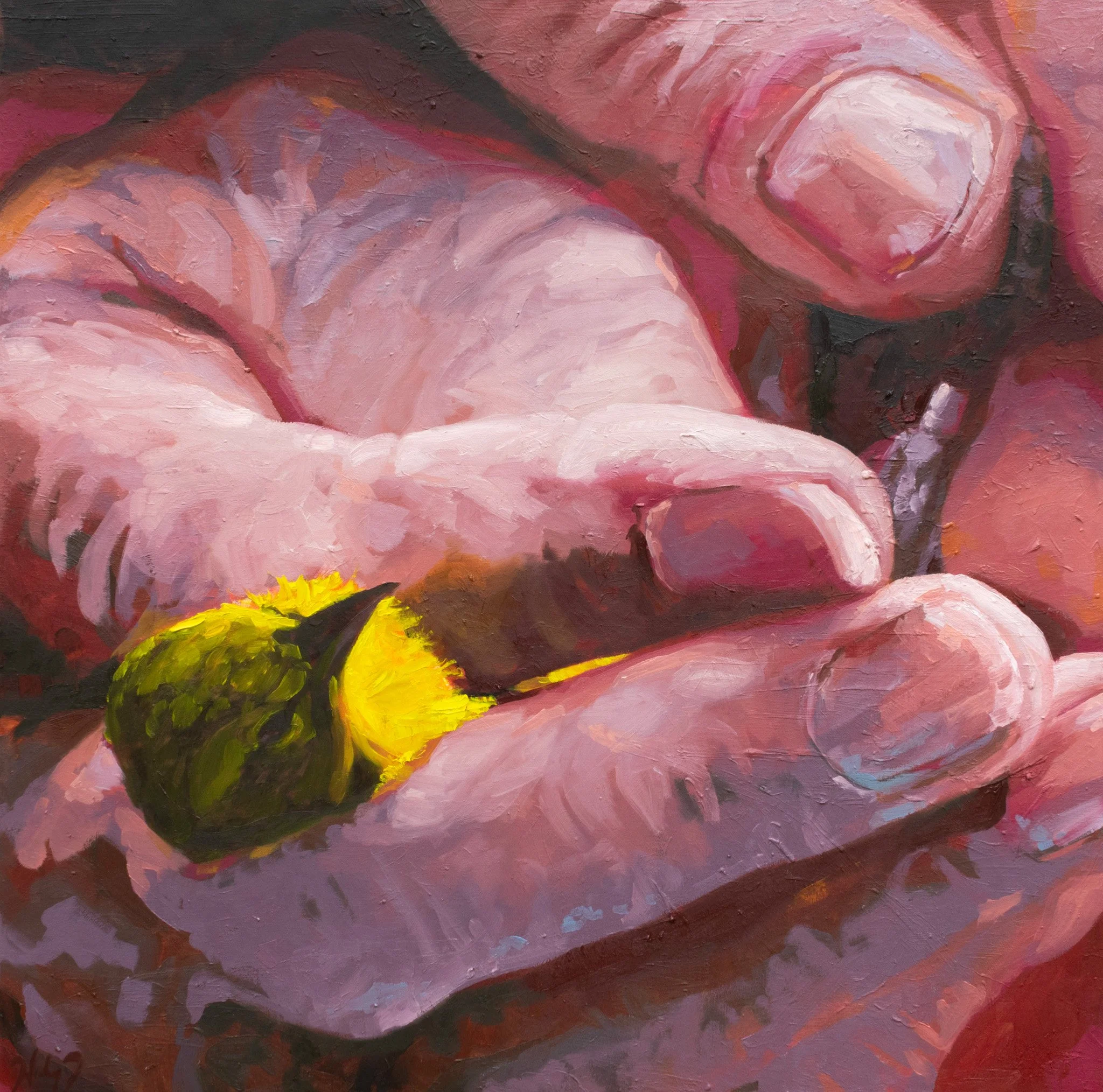 Double Checking, 24x24", oil on canvas, 2024, $1,200