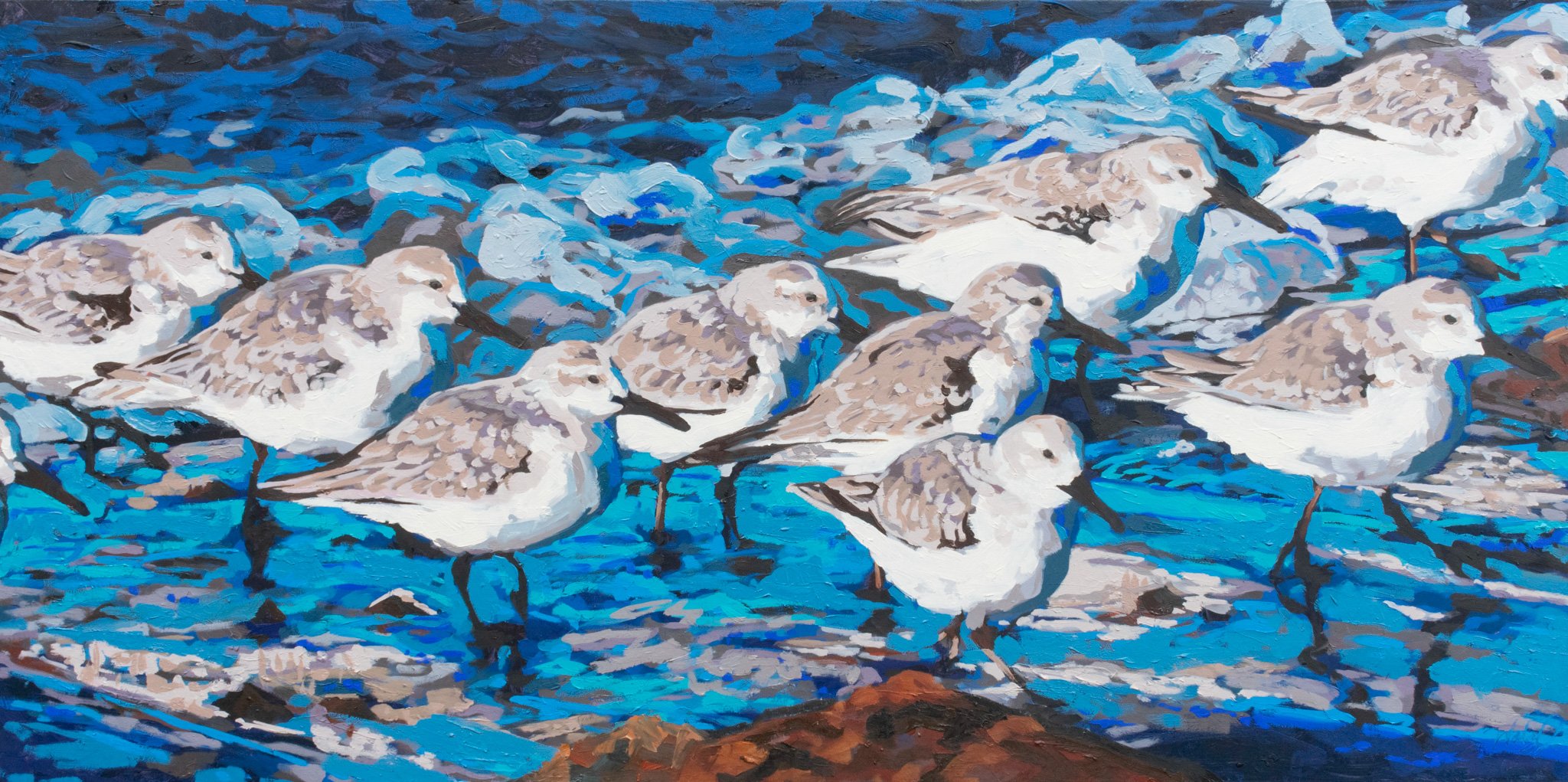 Ocean Tag, 20x40", oil on canvas, 2024, sold 