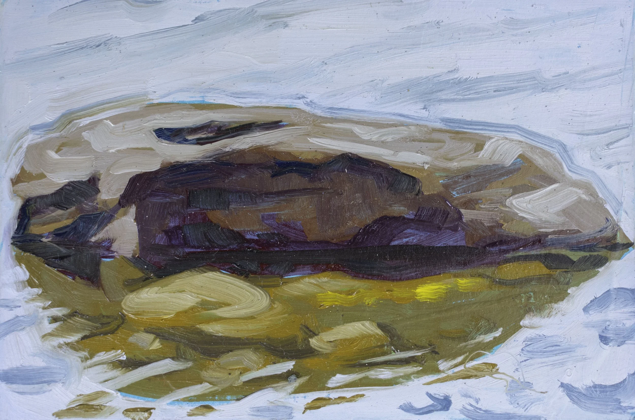 Along the Shore, 4x6", oil on crescent board, 2025, $30