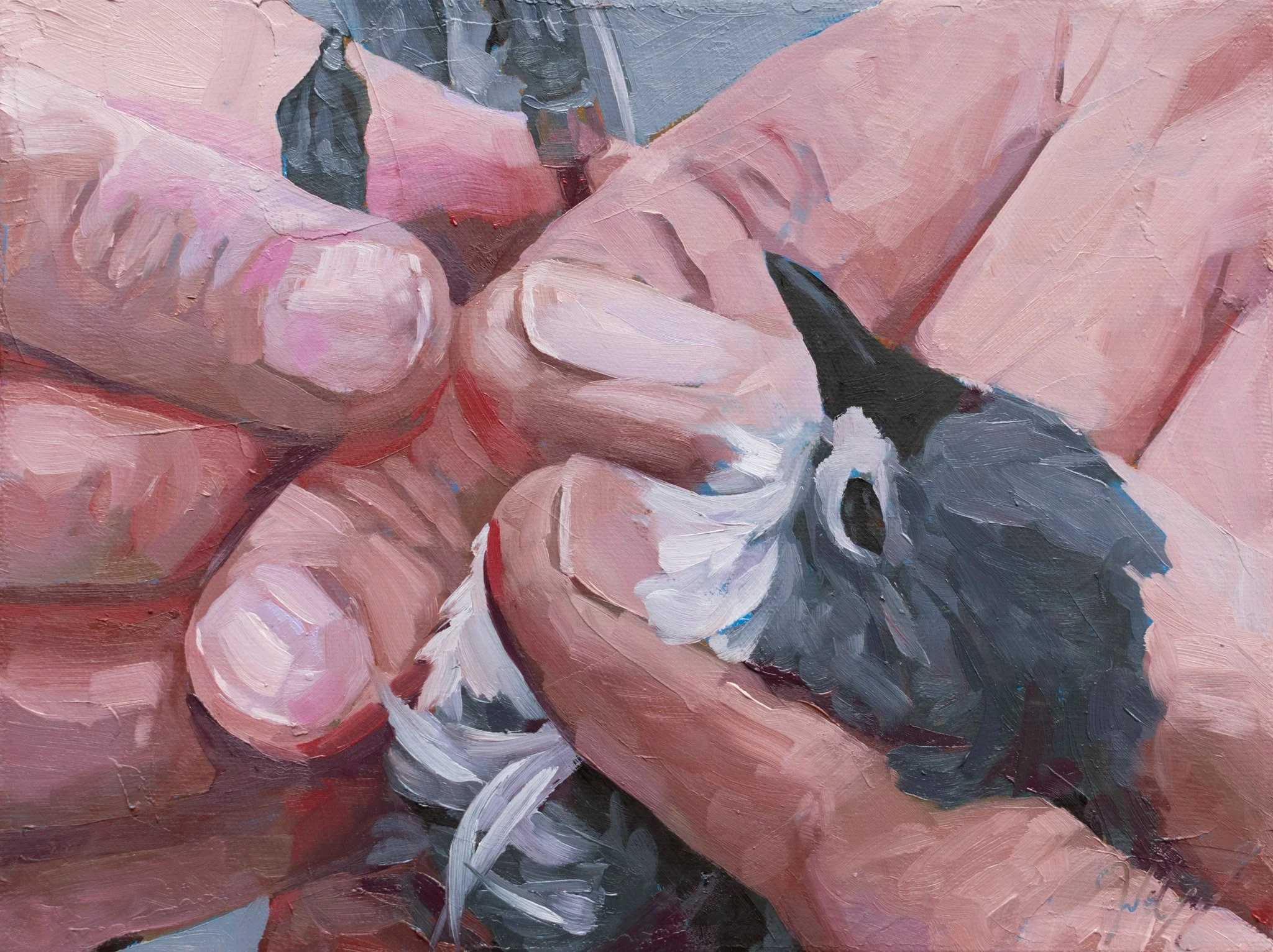Teamwork, 9x12", oil on canvas, 2024, sold 