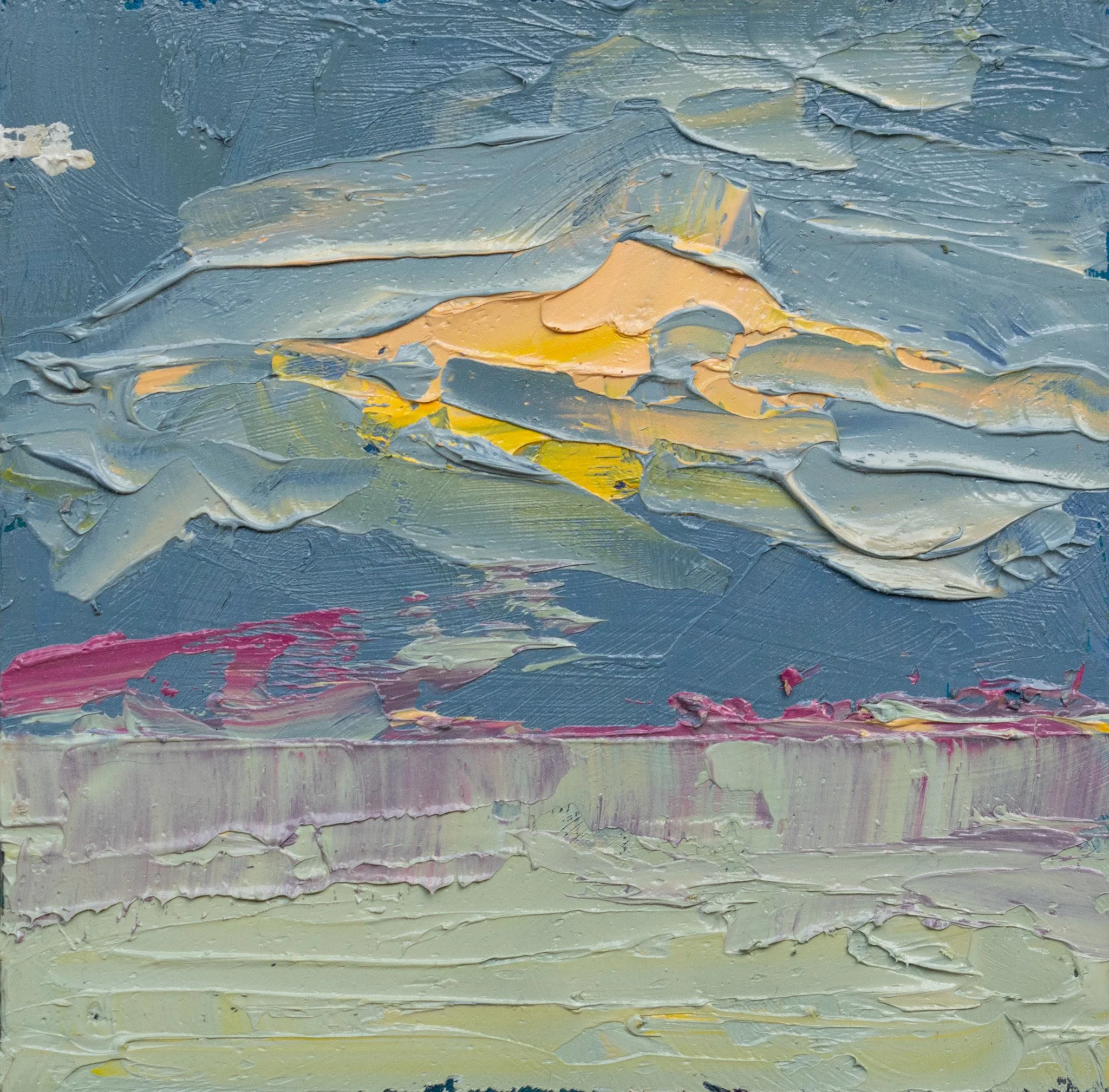 To the West, 4x4", oil on board, 2024, sold