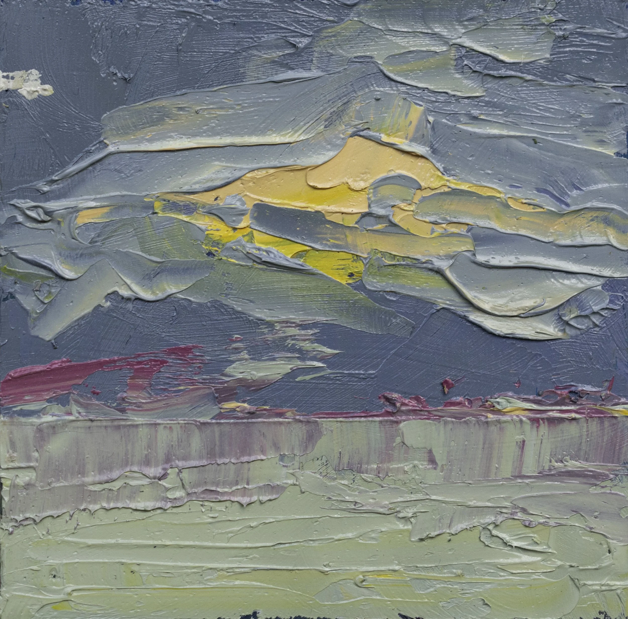 To the West, 4x4", oil on board, 2024, $25
