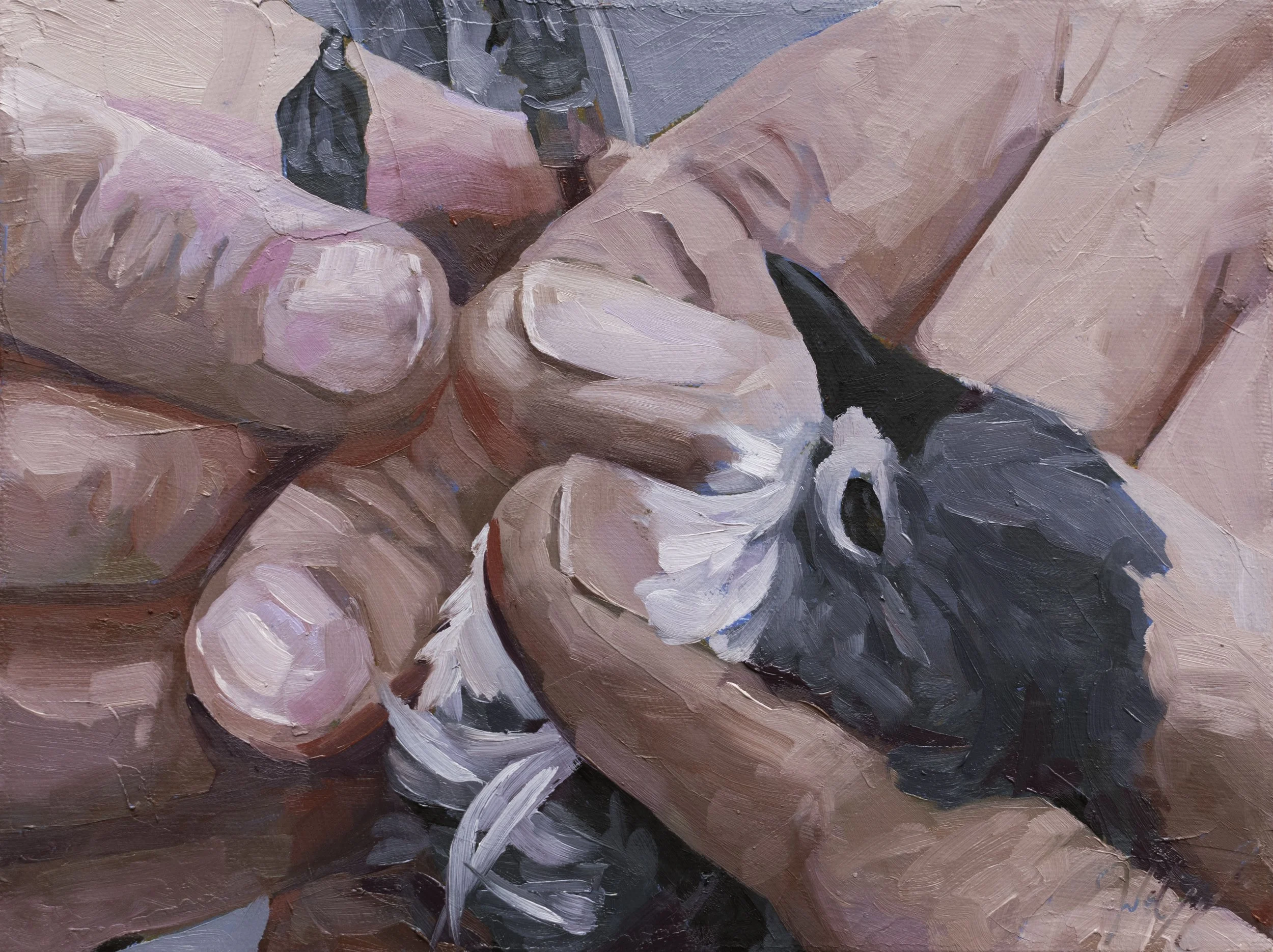 Teamwork, 9x12", oil on canvas, 2024, sold 