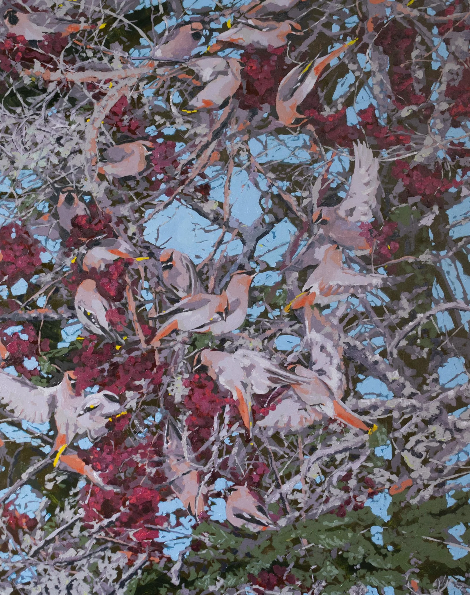 Pizza for Birds, 60x48", oil on canvas, 2024, $4,950