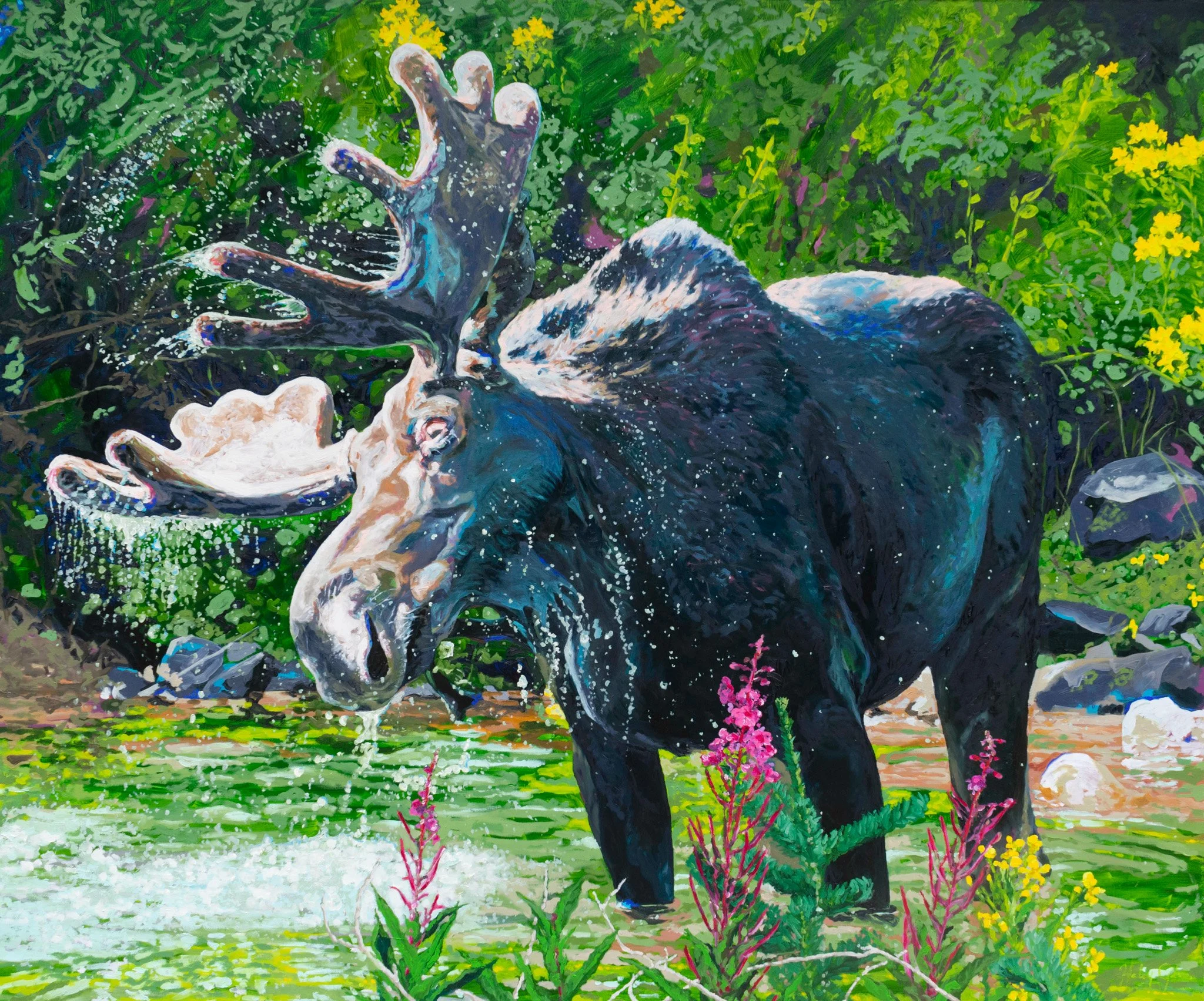 Greetings from Maroon Lake, 60x72", oil on canvas, 2022, in the permanent collection of the Rochester Museum of Fine Arts