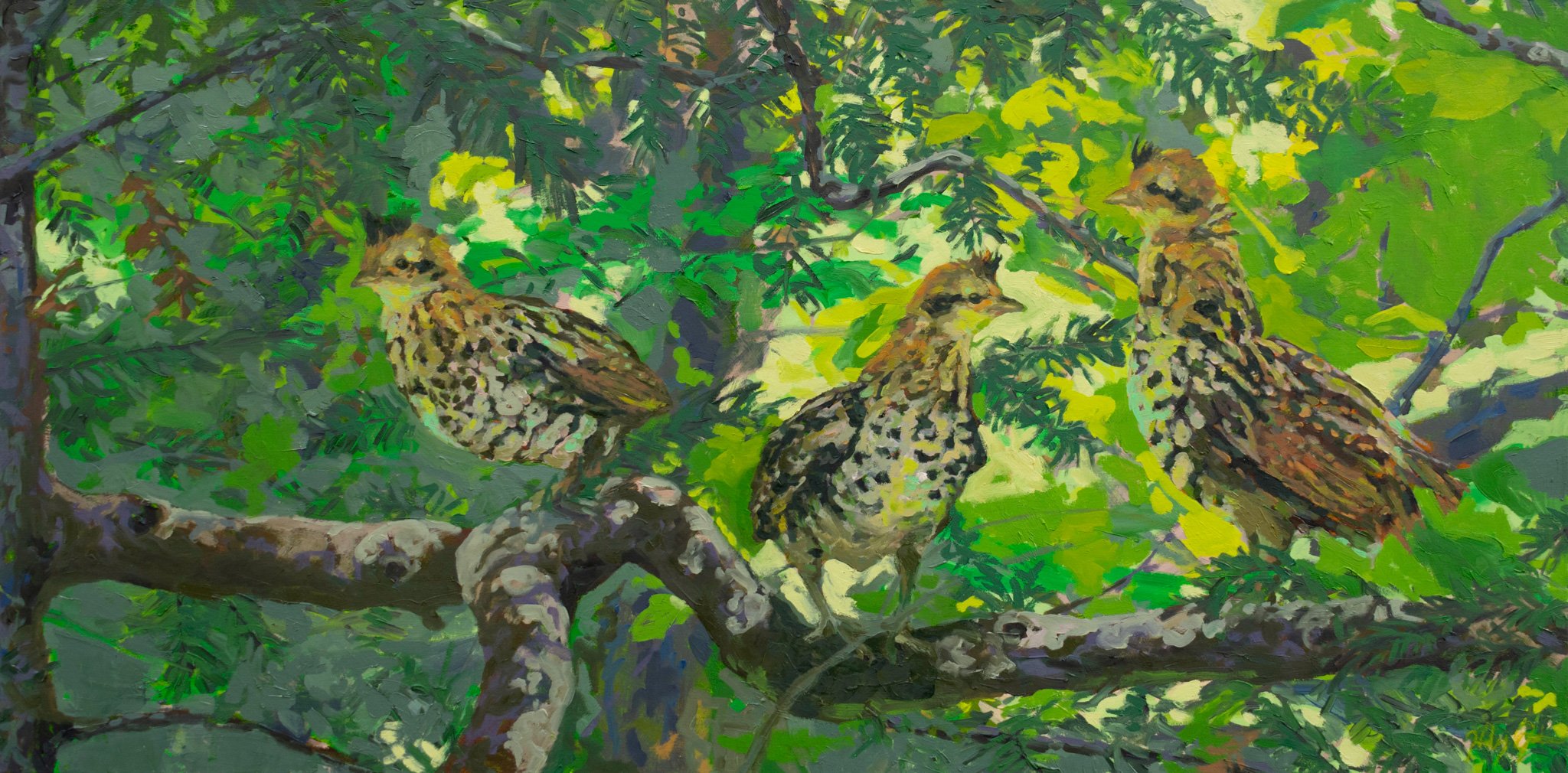 West Branch Grouse Crossing, 20x40", oil on canvas, 2023, sold