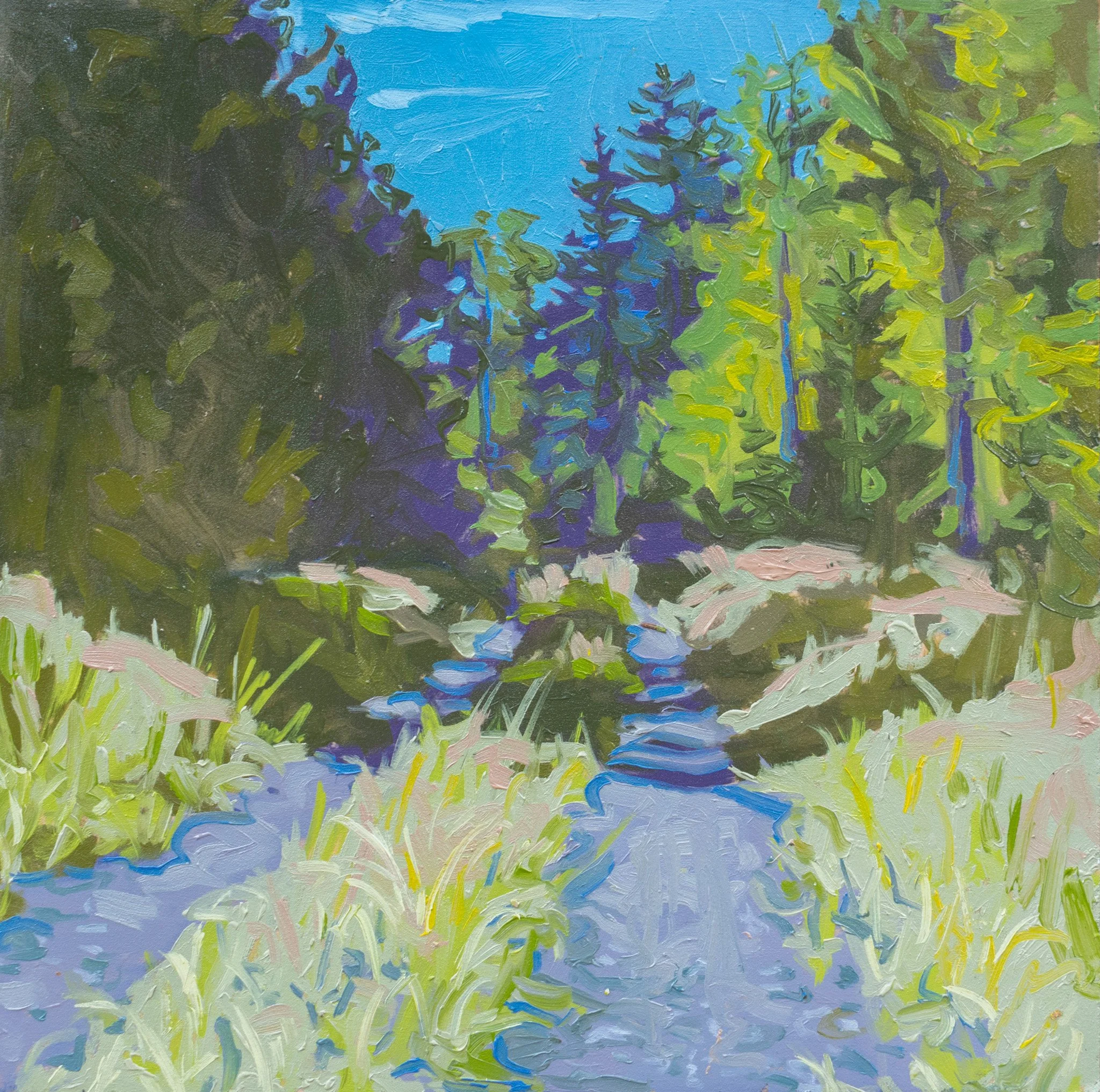 Indian Pond Road, 12.25x12.25", oil on board, 2025, sold 