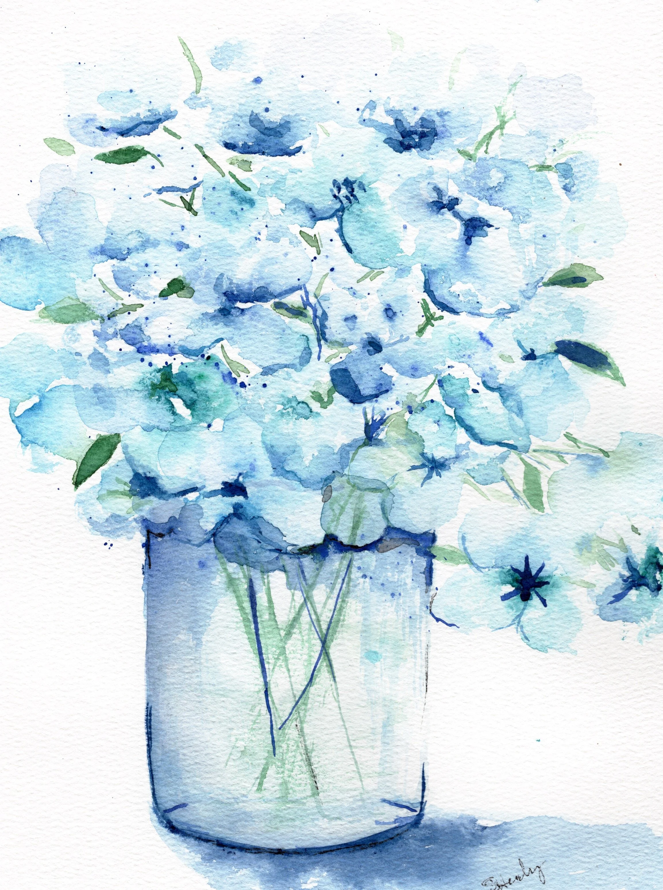 Blue Floral Vibes (11x14)