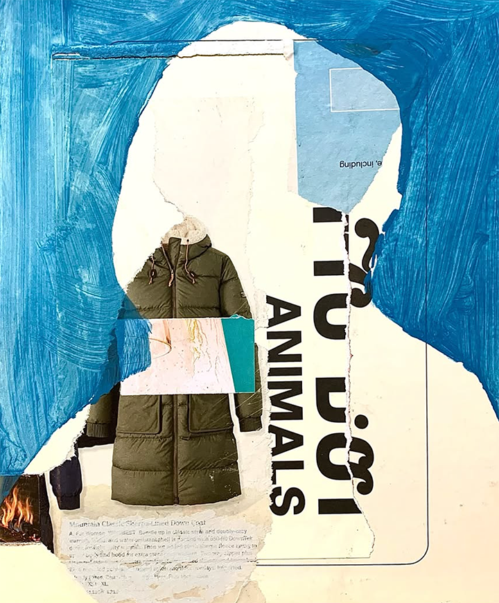 Mary Oliver, 2024, collage, 12.5"H x 10.5"W