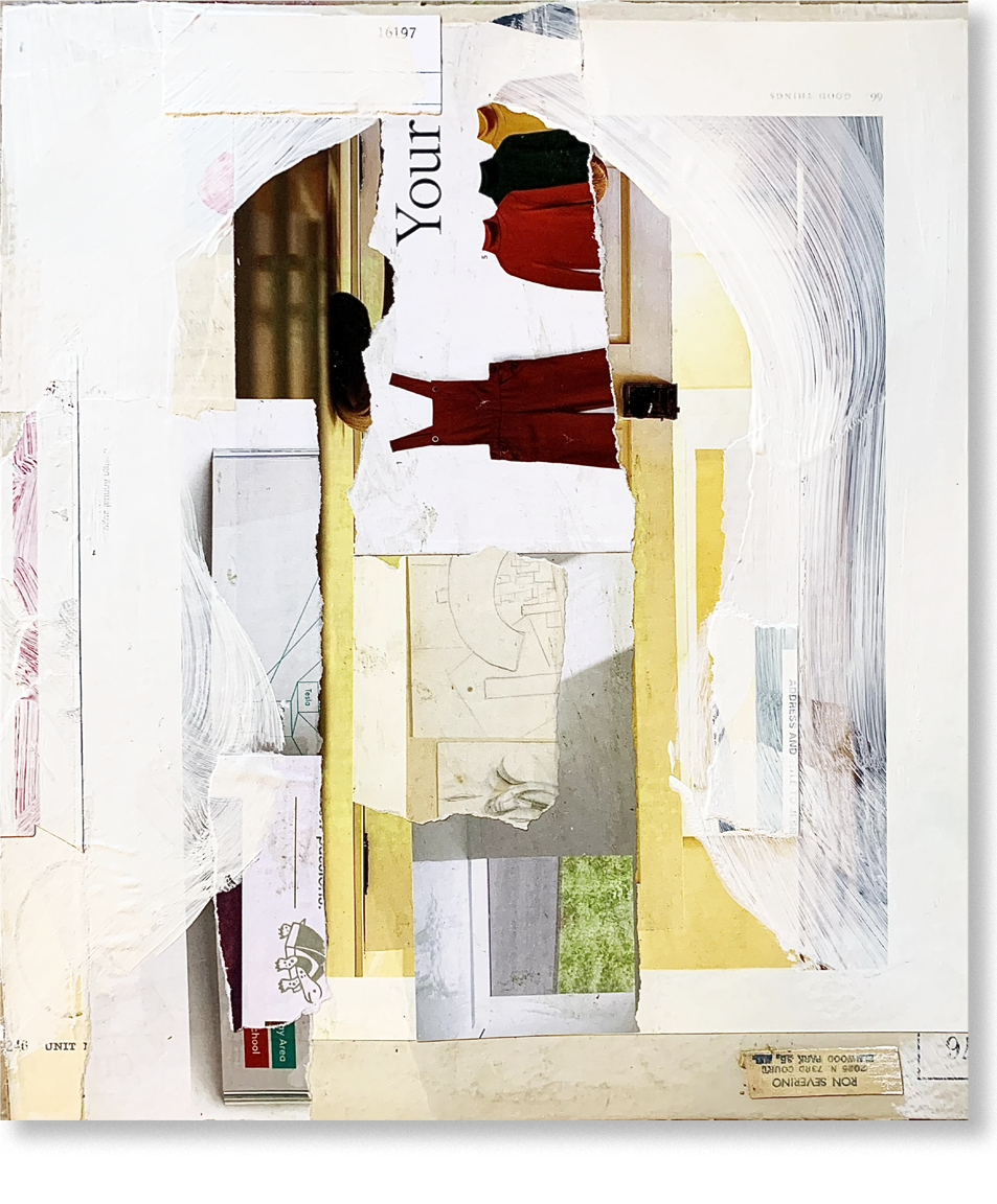the feverish poet, 2024, collage, 12.5"H x 10.5"W
