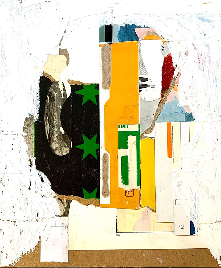 Robert Desnos, 2024, collage, 12.5"H x 10.5"W
