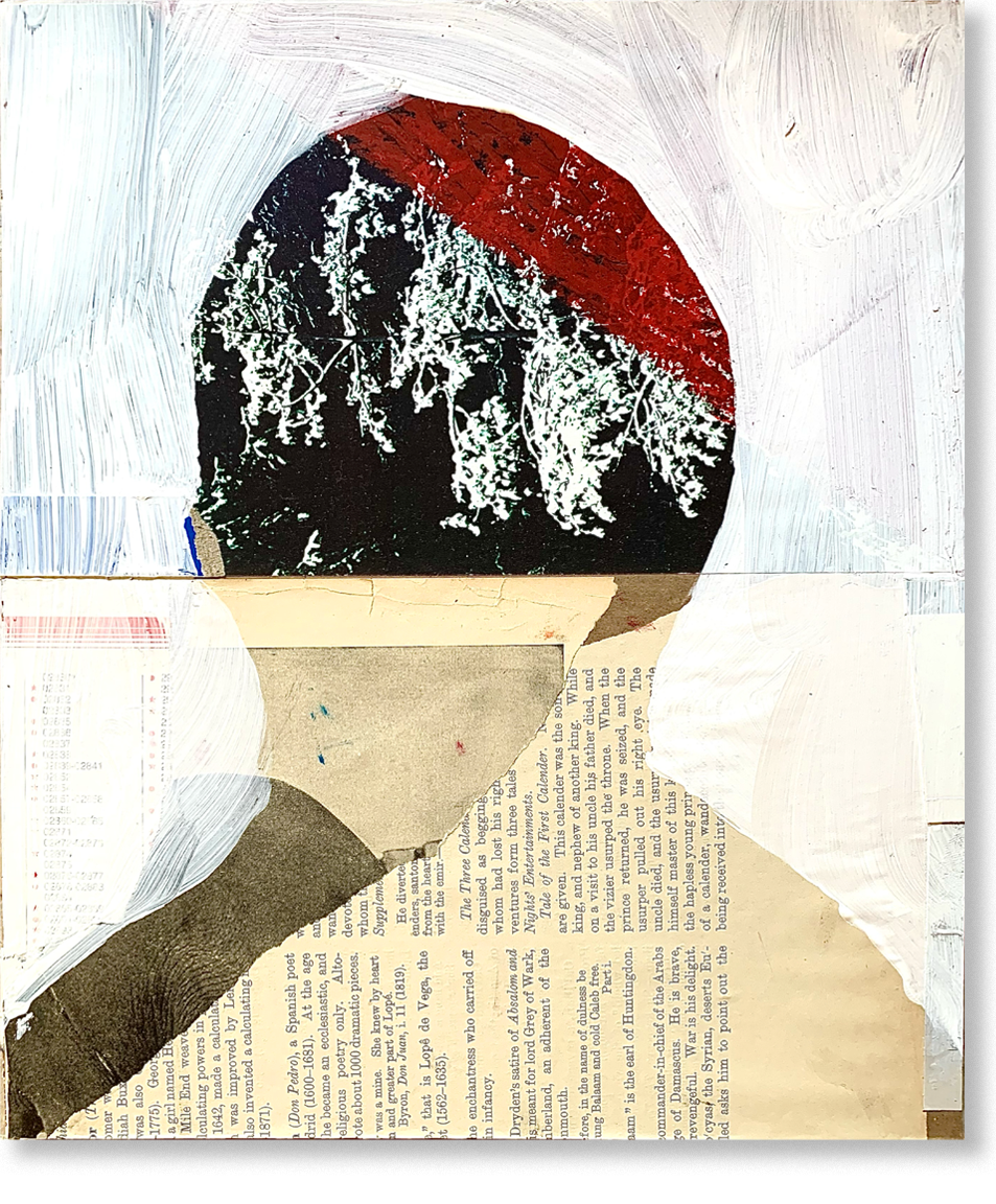 the winter poet, 2024, collage, 12.5"H x 10.5"W