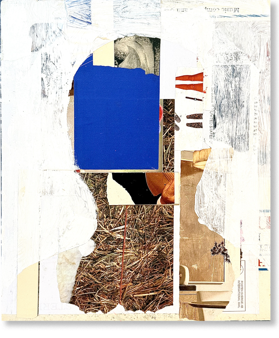 the junkie poet, 2024, collage, 12.5"H x 10.5"W