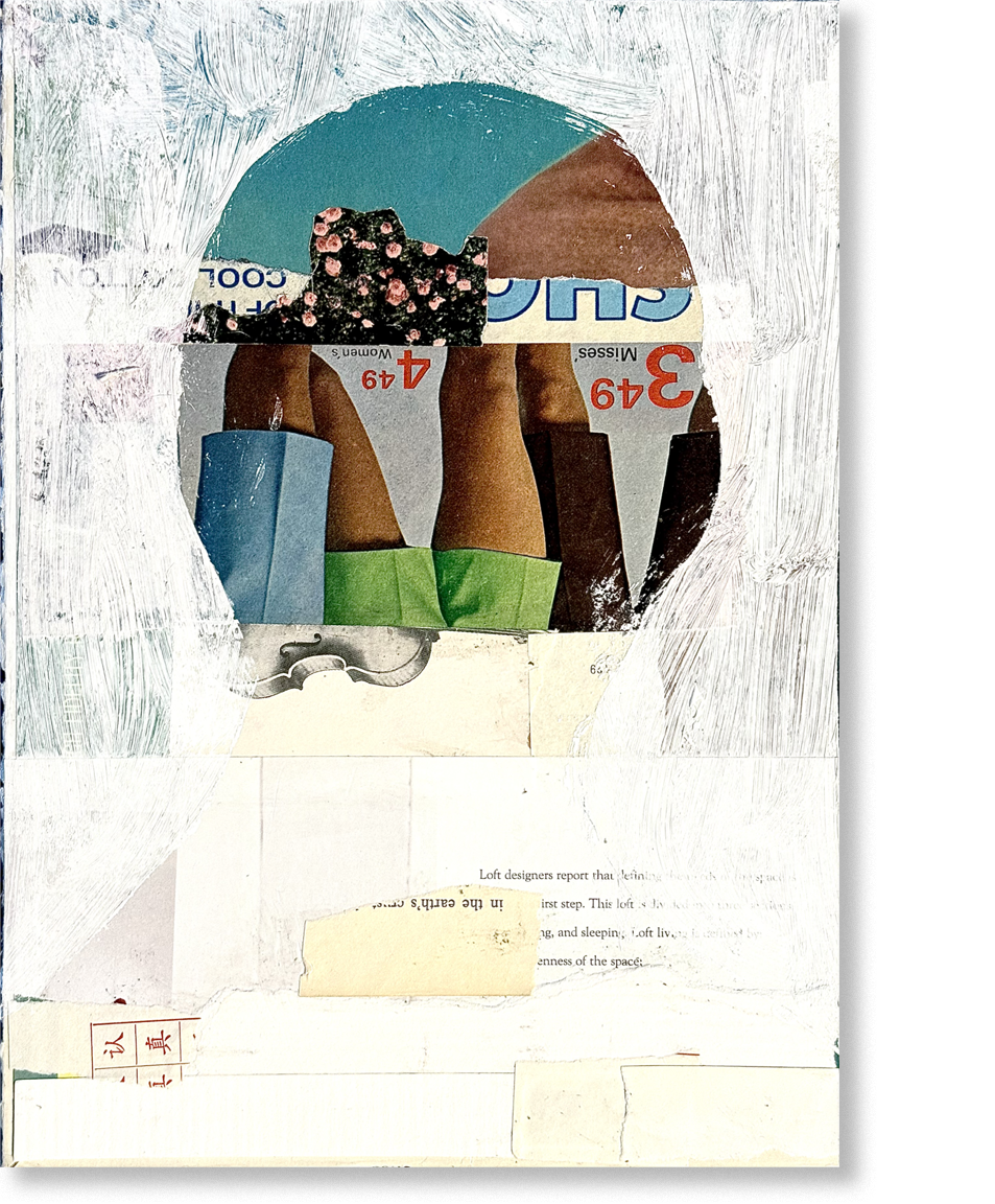 the cerebral poet, 2024, collage, 12.5"H x 10.5"W