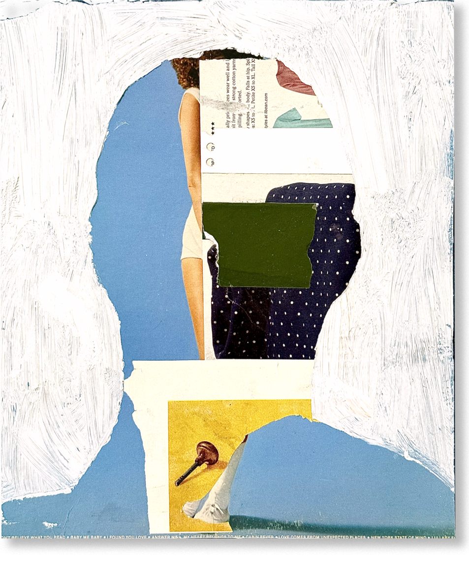 the mid-century poet, 2024, collage, 12.5"H x 10.5"W