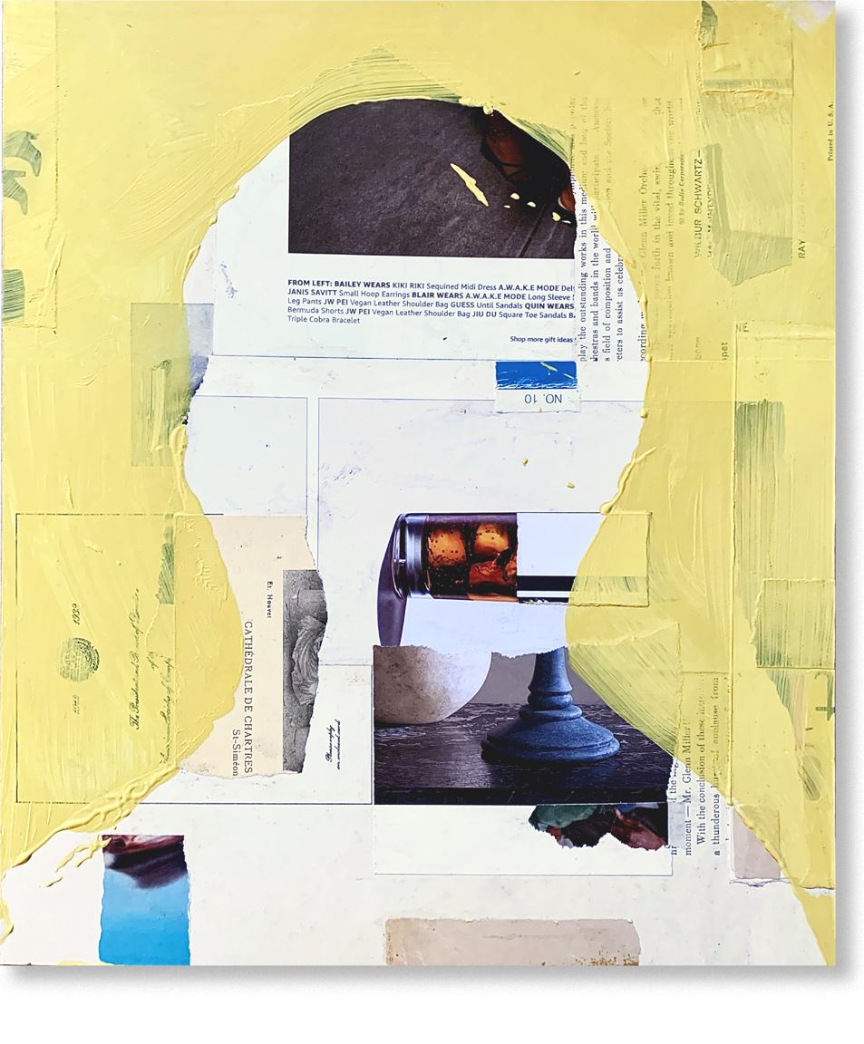 the blissful poet, 2024, collage, 12.5"H x 10.5"W

