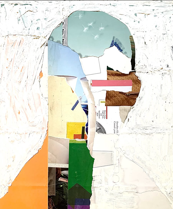 Robert Frost, 2024, collage, 12.5"H x 10.5"W