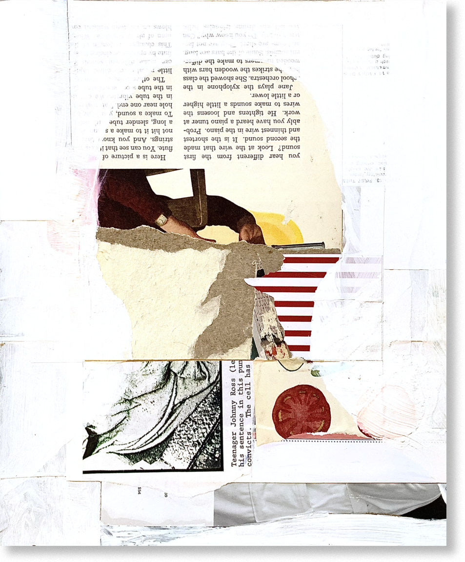 the unknown poet, 2024, collage, 12.5"H x 10.5"W