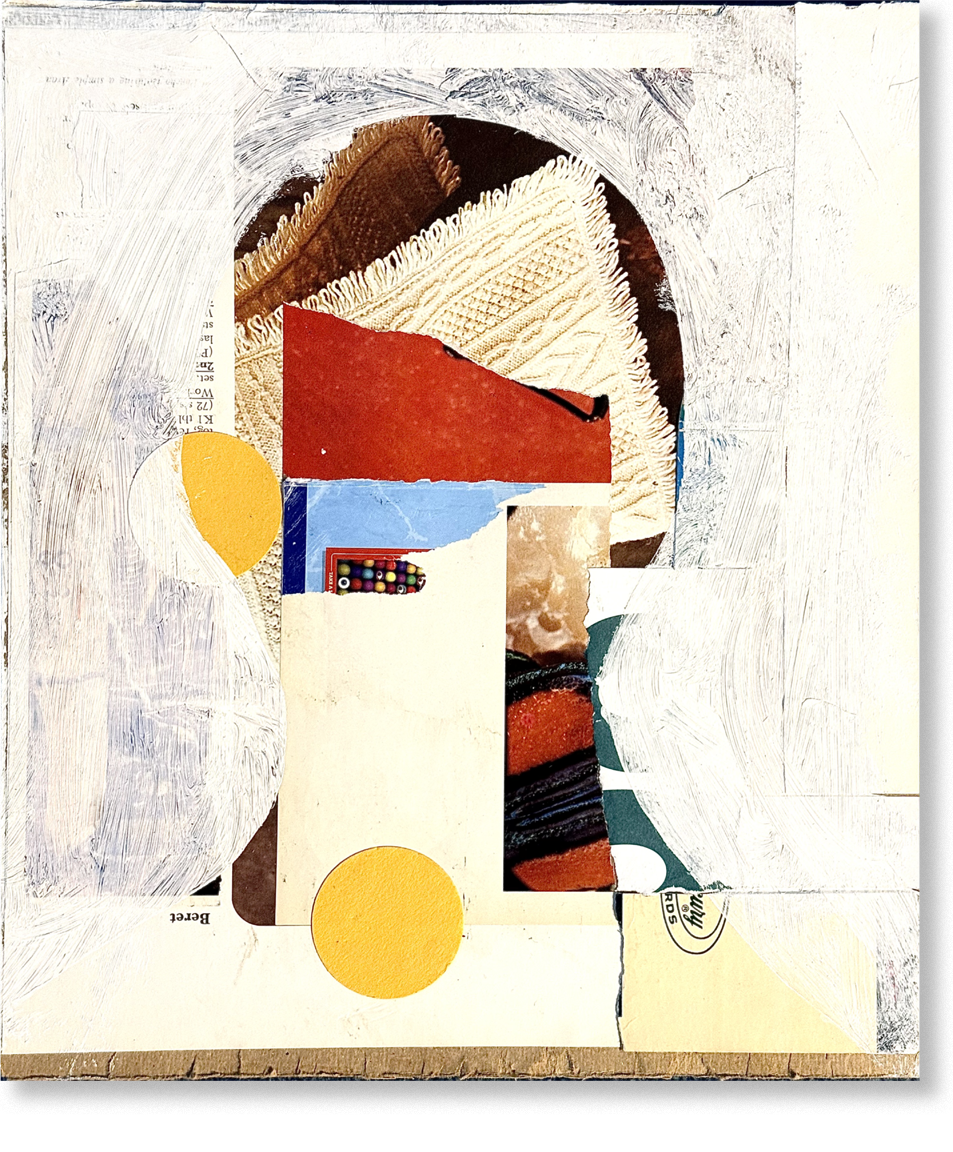 the young poet, 2024, collage, 12.5"H x 10.5"W