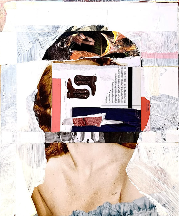 Richard Brautigan, 2024, collage, 12.5"H x 10.5"W