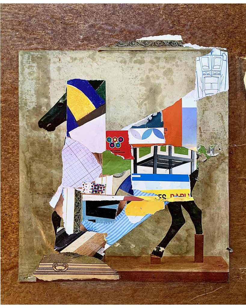 unt! tled- war horse, collage, 12.5"H x 10.5"W