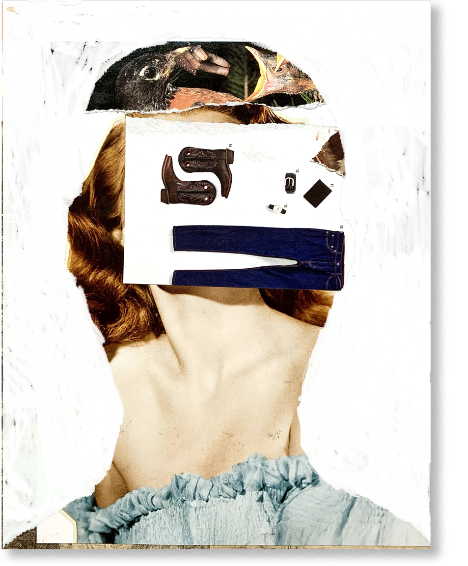 richard brautigan, 2024, collage, 12.5"H x 10.5"W