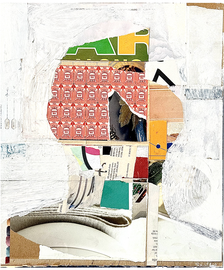 the fanatical poet, 2024, collage, 12.5"H x 10.5"W