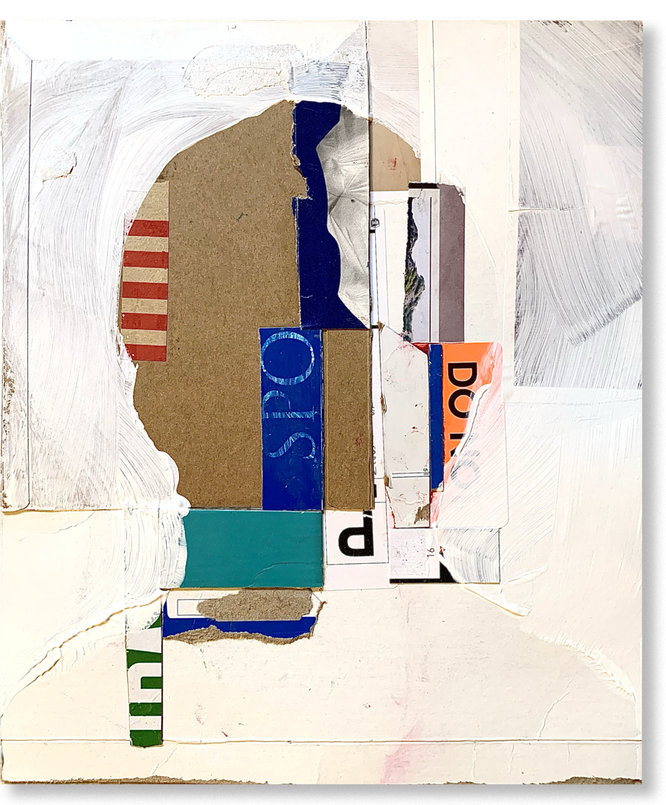 the left-handed poet, 2024, collage, 12.5"H x 10.5"W