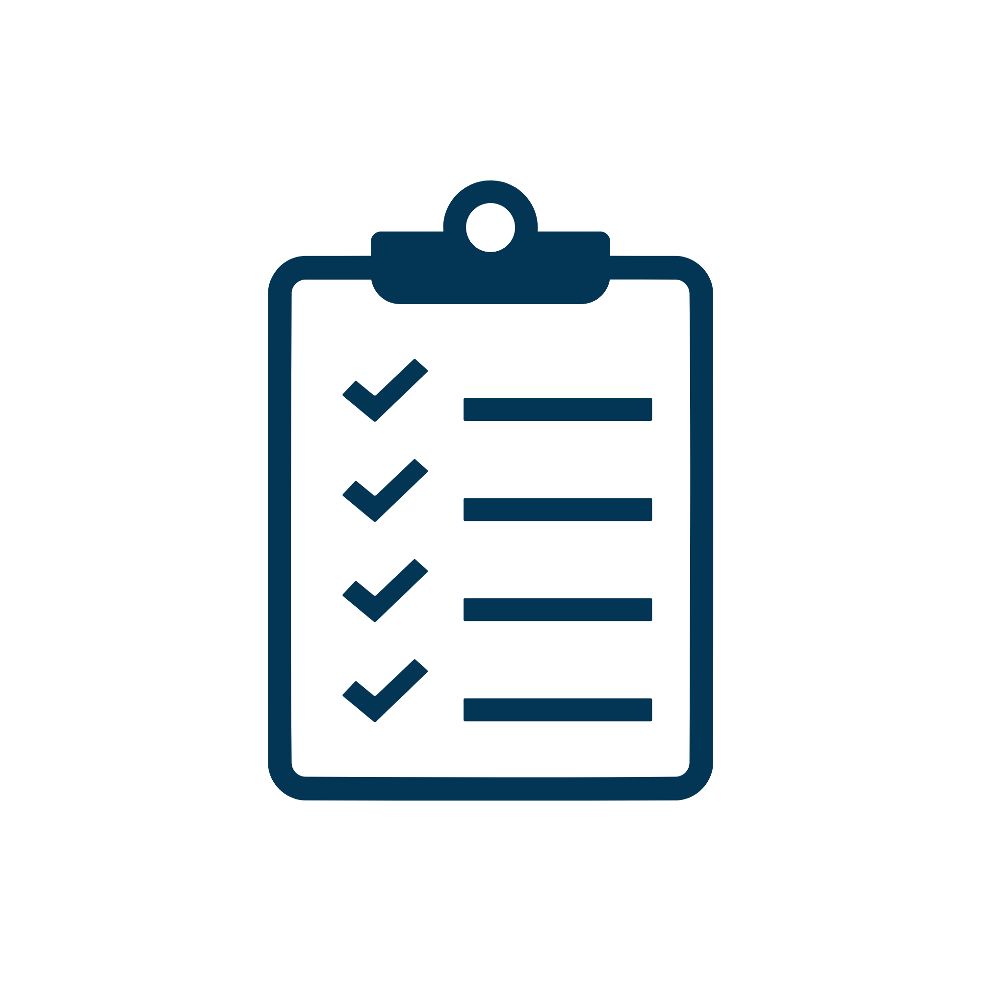 A clipboard with a checklist featuring five checkmarks.