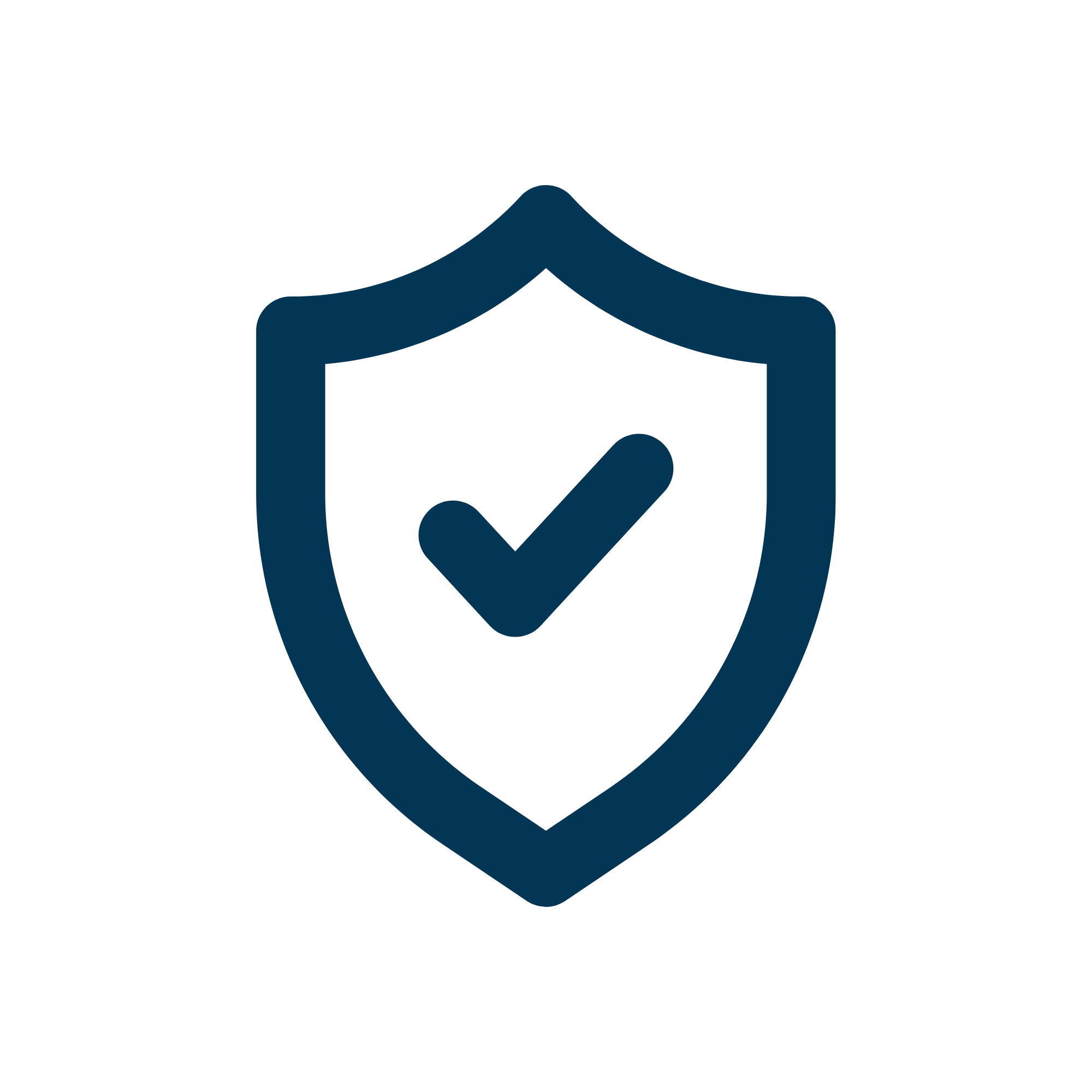 Line drawing of a horse with a checkmark inside a shield, symbolizing horse vaccination or health certification.