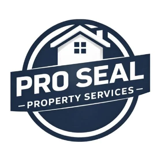 Logo for Pro Seal Property Services featuring a house icon and bold text inside a circular badge