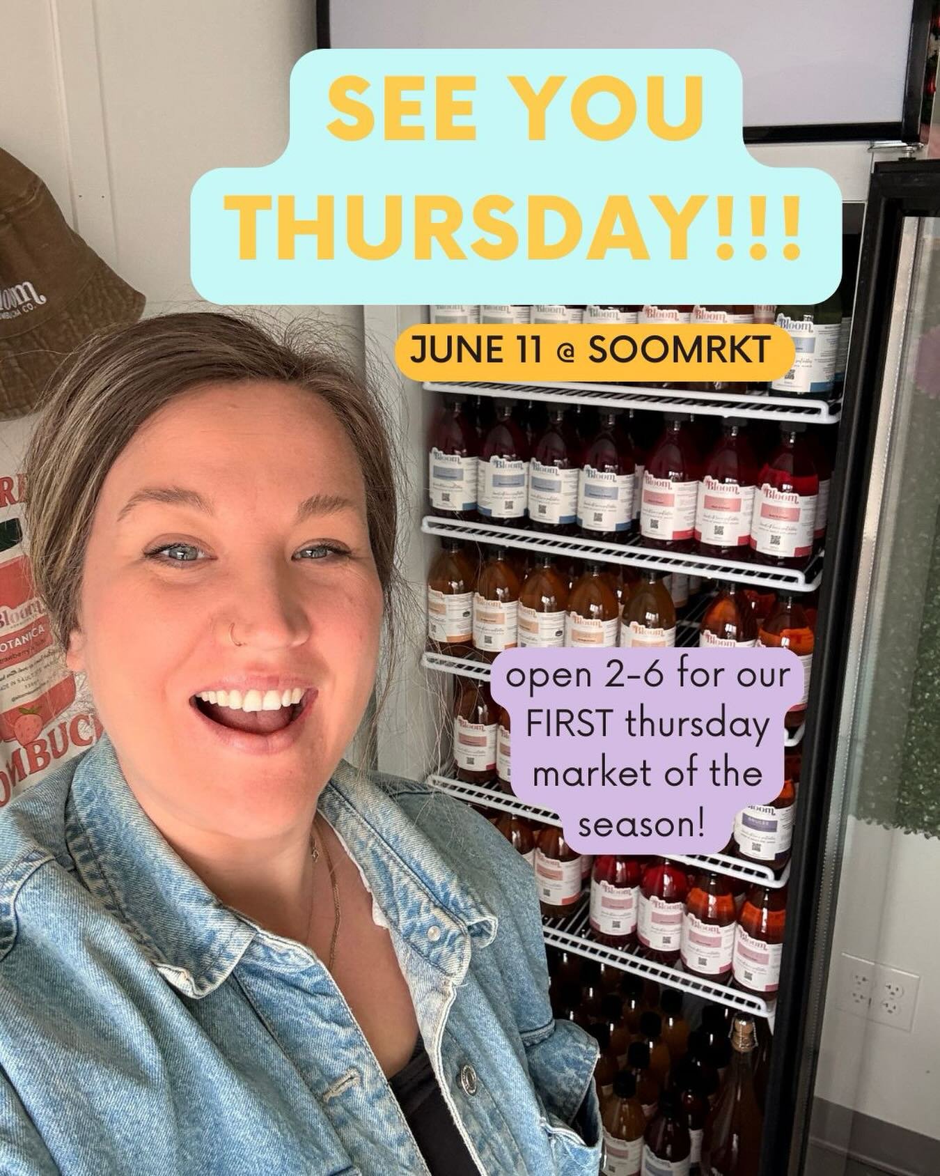 First Thursday Market is almost here! 🍹✨

We&rsquo;re kicking off the season at SOOMRKT this Thursday, June 11 from 2-6 PM, and the fridge is stocked with all your favourite Bloom Kombucha flavours.

Swing by to grab a bottle (or a few), say hello, 