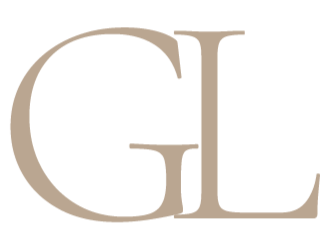 Stylized logo with the letters 'GL' in beige on a black background.